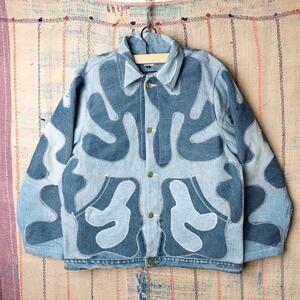 Custom upcycled patchwork denim jacket